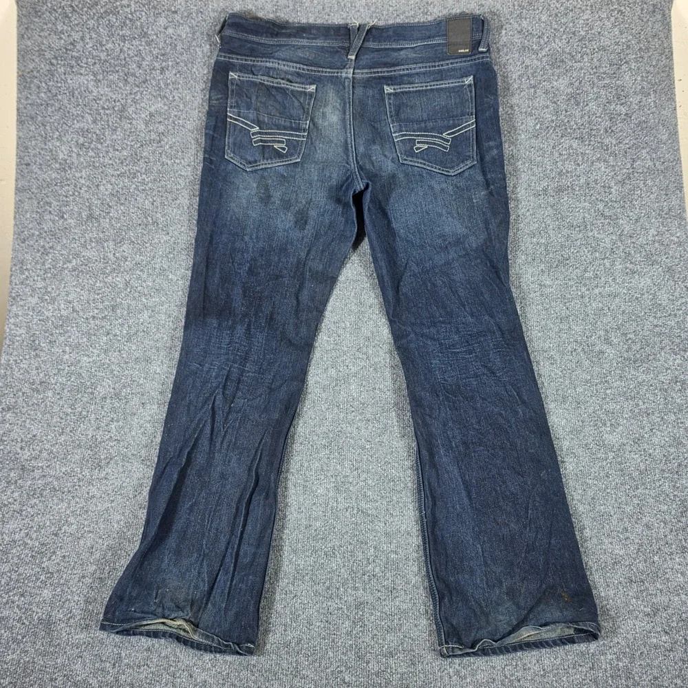 Helix Slim Boot Jeans Mens Dark Wash Blue Denim Tagged 36x32 Actual 36x31 Used